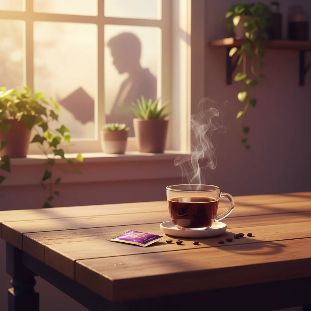 Gemütliche Morgenstimmung in der Küche mit Kaffeetasse